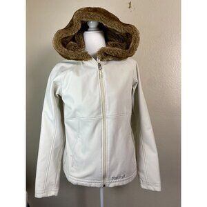 Marmot Furlong Jacket Size Large White Fleece Lined Faux fur Hood Penny Lane